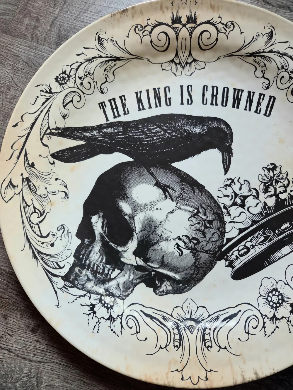 Huge Gothic Skull & Raven Decorative Serving Platter Halloween Tableware